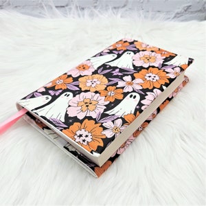 Groovy Ghosts Adjustable Book Cover | Dust Jacket | Book Sleeve | Bookish Gift | Book Accessories | Padded Book Cover | Reusable Cover