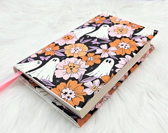 Groovy Ghosts Adjustable Book Cover | Dust Jacket | Book Sleeve | Bookish Gift | Book Accessories | Padded Book Cover | Reusable Cover