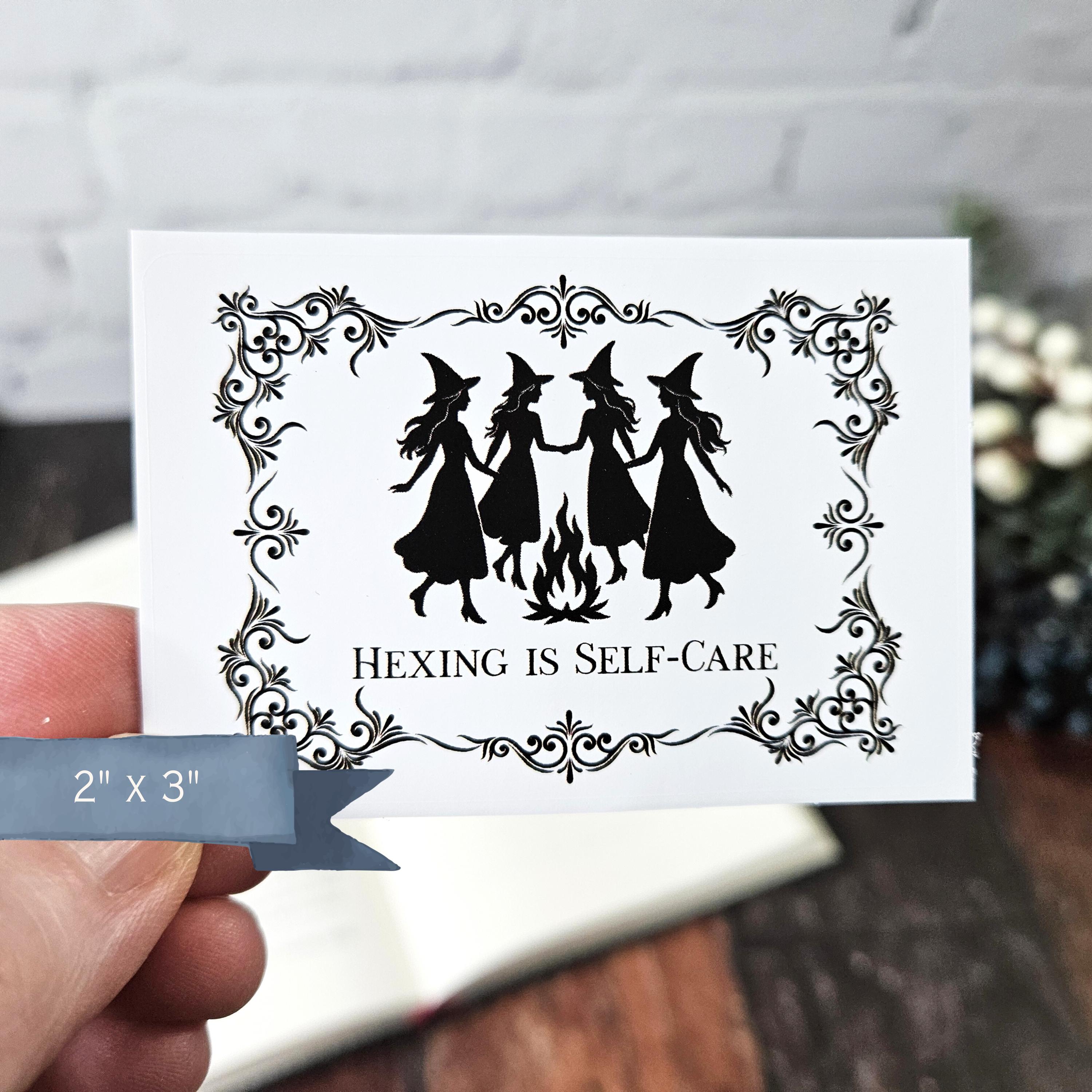 Hexing is Self Care Sticker | Dancing Witches Circle | Witchy Dark Humor Decal | Witch Gift | Fun Witch Vibes | Gifts for Her | Sisterhood