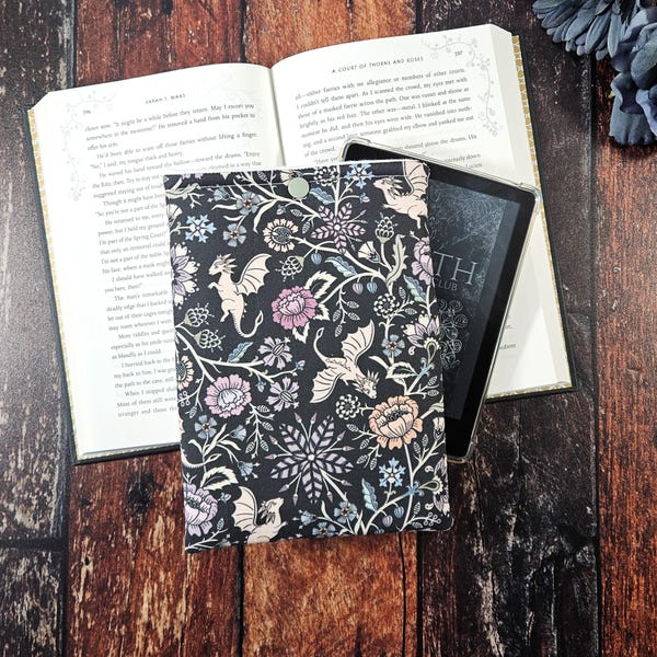 Whimsical Dragon Kindle Sleeve, Book Lover Gift, E-Reader Case, Book Pouch, Bookish Gift, Fantasy Sleeve for Books