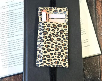 Pennenhouder boekannotatie met luipaardprint, leesgrage bougie-tabzakje, chique bijbeljournaalcadeau, cadeaus boekenliefhebber