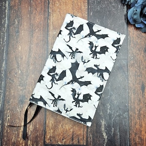 Black Dragon Book Cover, Adjustable Book Sleeve, Reusable Fantasy Book Dust Jacket, Bookish Accessories, Book Lover Gift, Gift for Reader