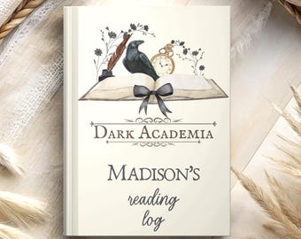 Dark Academia Book Journal, Personalized Bookish Notebook, Reading Log, Gift for Book Lover, Custom Diary, Dark Romance Reading Log