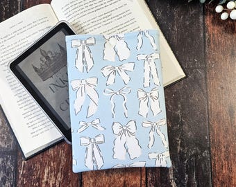 Pastel Blue Bows Kindle Sleeve, Book Lover Gift, E-Reader Case, Book Pouch, Bookish Gift, Coquette Sleeve for Books