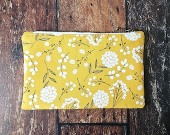 Yellow Floral Pencil Pouch | Bookish Gift | Pencil Bag | Journal Gift | Journaling Supplies | Back to School | Zippered Pouch | Pencil Case