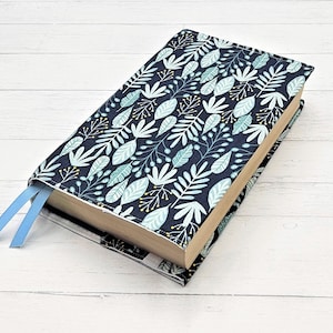 Blue Botanical Book Cover | Dust Jacket | Adjustable Book Sleeve | Bookish Gift | Book Accessories | Padded Book Cover | Reusable Cover