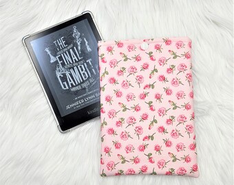 Manica Kindle con fiori piuttosto rosa / Regalo per gli amanti dei libri / Copertina Kindle / Custodia Kindle / Regalo libresco / Copertina Kindle Paperwhite / Manica libro