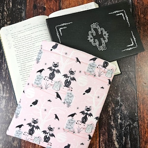Retro Bat Cat Halloween Book Sleeve | Book Cover | Bookish Gift | Gift for Book Lover | Gothic Style | Hardcover Book | Book Accessories