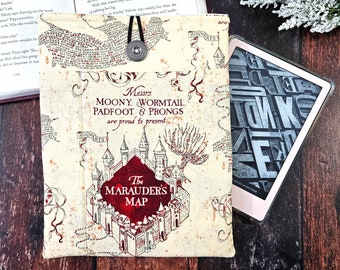 Marauders Map Book Sleeve | Buchliebhaber Geschenk | Buchhülle | Buchhülle | Bücherwurm Geschenk | Kindle Paperwhite Hülle | Magier Kindle Tasche