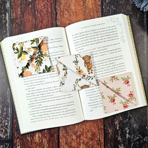 Fabric Bookmark | Corner Bookmark | Floral Highland Cow Corner Bookmark | Book Accessories | Gift for Her | Gift for Reader | Bookish Gift