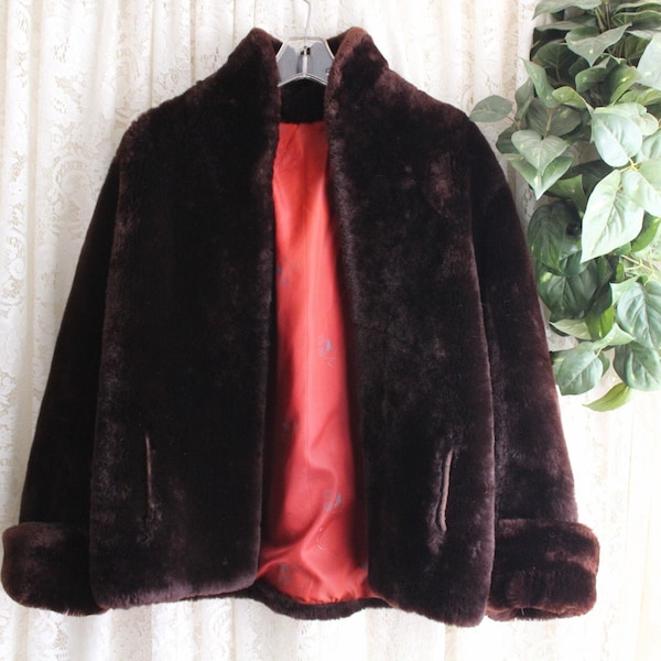 Vintage GENUINE MOUTON JACKET Coat Size Small to Medium 42-Inch Bust, Gently Worn Made in the usa Fur Cuffs Lamb, Well Cared For 1940s 1950s