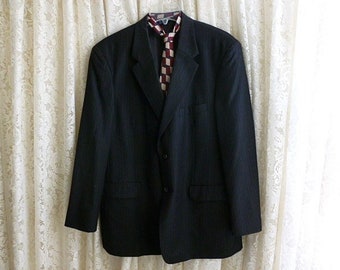 Vintage 42 44 Reg SILK & WOOL PINSTRIPE Jacket Sports Coat, Blazer, Gently Worn Classic Corporate Business Dress Church Formal