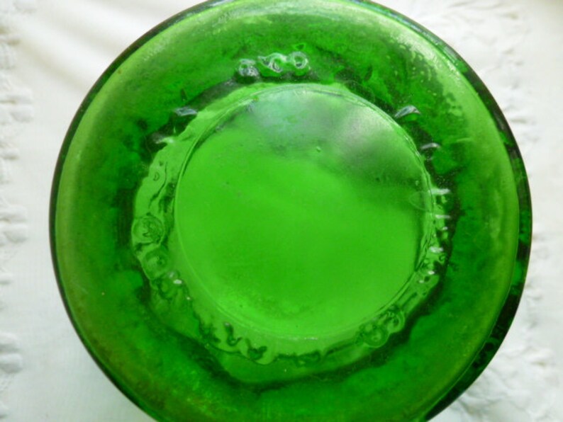 Vintage GREEN BUBBLE GLASS Vase, 40s 50s 60s Style, Mid Century
