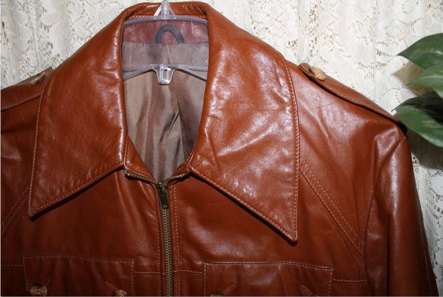 Vintage 60s 70s WELLINGTON LEATHER JACKET Mens Size Large Peabody