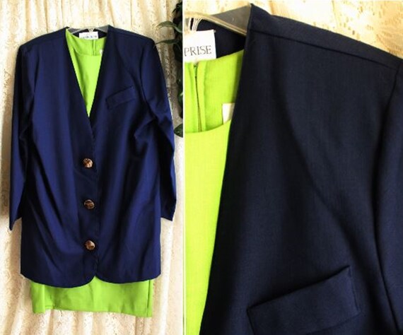 Vintage 2-Pc JACKET DRESS SUIT Sz 12 - 14 Made in… - image 6