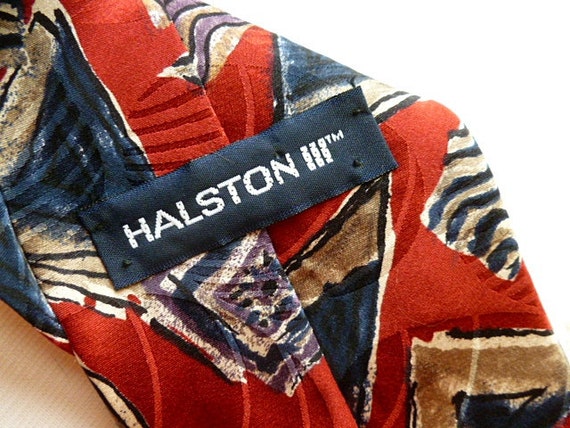 Vintage ITALIAN SILK TIE, Halston, Hand-Made, 100… - image 3