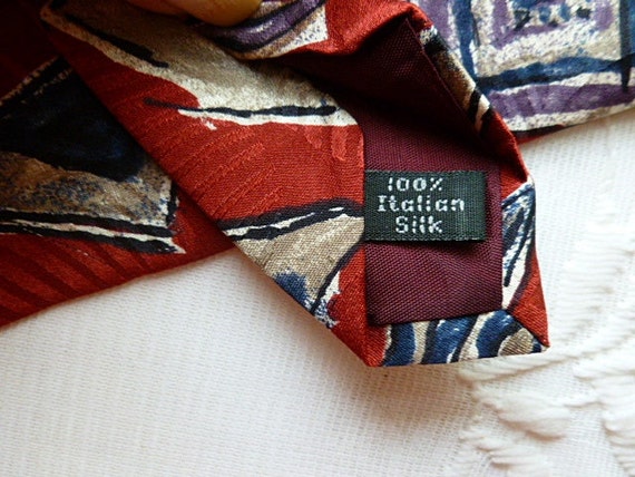 Vintage ITALIAN SILK TIE, Halston, Hand-Made, 100… - image 2