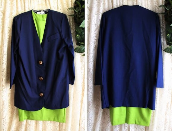 Vintage 2-Pc JACKET DRESS SUIT Sz 12 - 14 Made in… - image 1