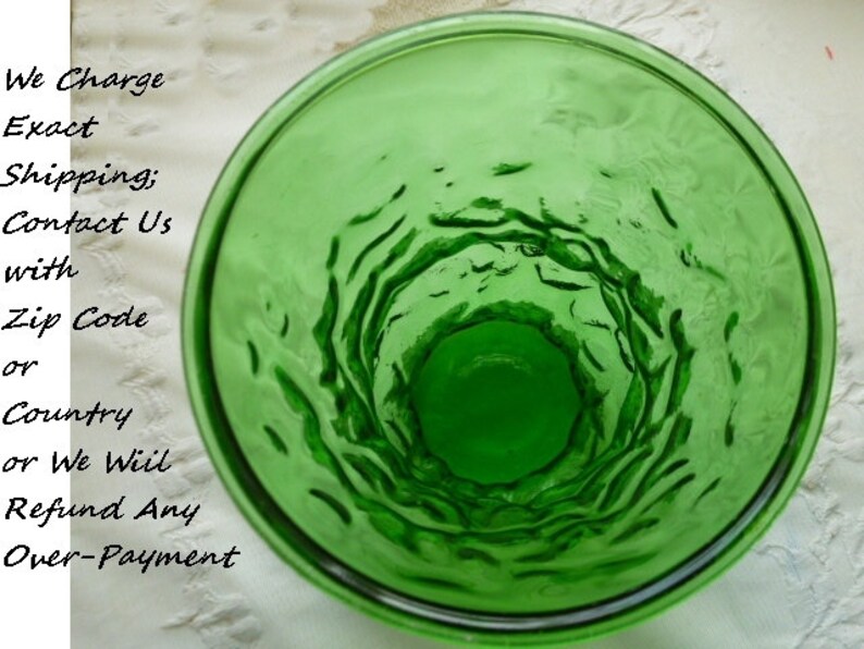 Vintage GREEN BUBBLE GLASS Vase, 40s 50s 60s Style, Mid Century