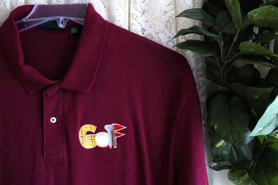 Vintage 100 PERCENT COTTON SHIRT Size Large Maroon Burgundy Golf