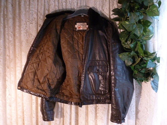 Vintage 44T LEATHER FLIGHT JACKET A 2 Style Sears… - image 4