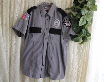 Vintage SECURITY OFFICER SHIRT Size 1X xl 17-17 1/2 to Large Light Gray New Old Stock nos Work Costume Patches Official United States usa