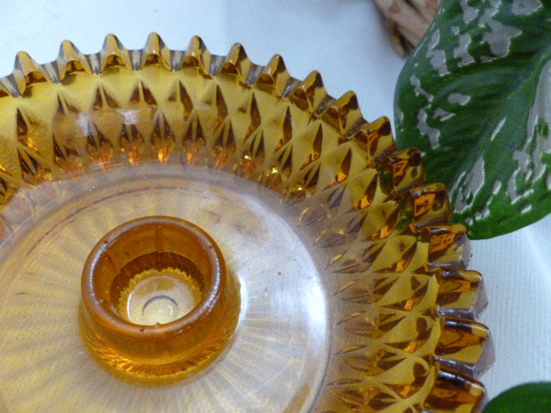 Vintage AMBER DEPRESSION GLASS Candle Holder Yellow Gold Etsy
