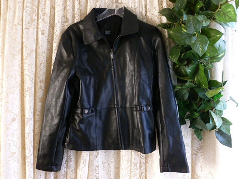 Vintage WET LOOK POLYURETHANE Ladies Jacket Coat Size Medium Etsy