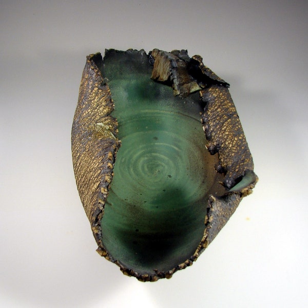 Ceramic Art Bowl - "Dark Forest II" - Handmade Pottery Centerpiece Bowl - Wheel Thrown Stoneware Art