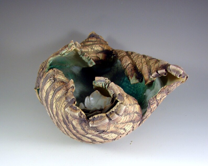 Ceramic Sculpture with Flower - “Forest Secret” - Handmade Potte