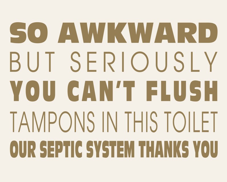 No Tampons Septic System Color Options Free Domestic Etsy