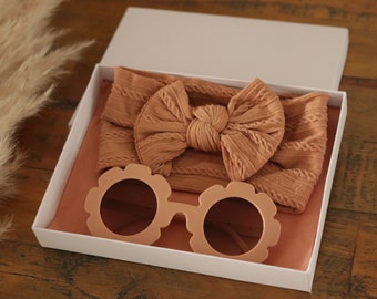 Mini Flower Sunglasses & Cable Knit Headband Gift Set | Baby/ Toddler Headband set | Toddler/ Baby Sunglasses