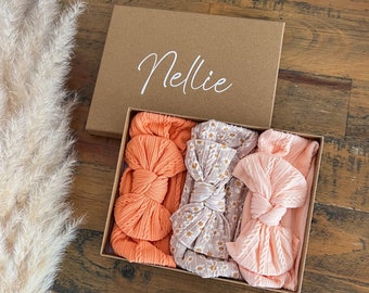 Personalised Baby Headband Gift Set: Cable Knit Bow Headbands
