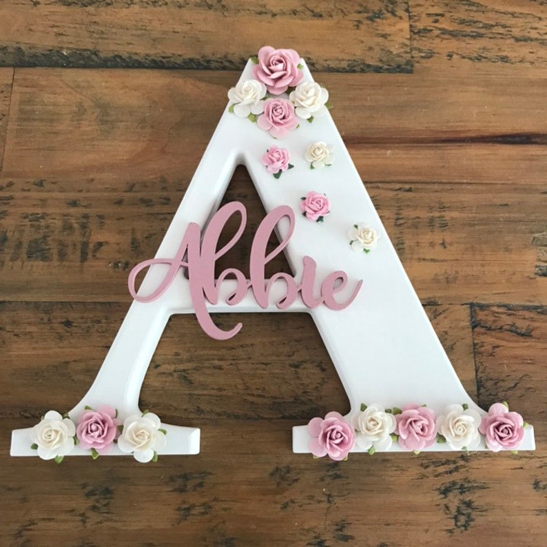 Personalised Nursery Letter Floral Wooden Letter Nursery Etsy