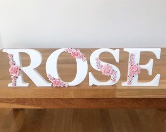 Floral Wooden Letter: Pink Flower Nursery Decor