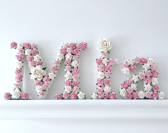 Floral Name Sign: Wooden Flower Letter, Nursery Decor
