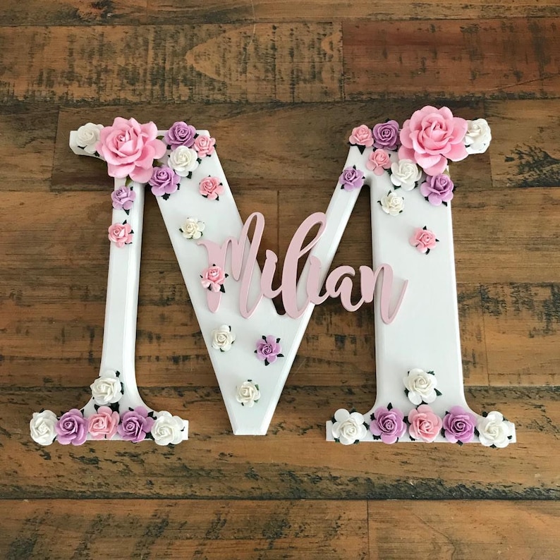 Personalised Nursery Letter High Quality Floral Wooden Etsy UK