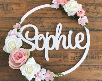 Personalized Floral Hoop: Baby Shower Nursery Decor