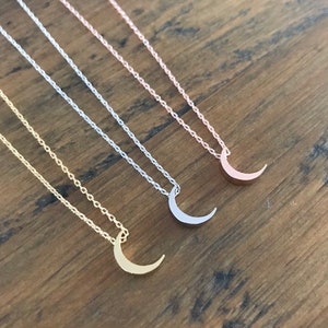 Crescent Moon Necklace: Rose Gold, Gold, Silver - "I love you to the moon and back"