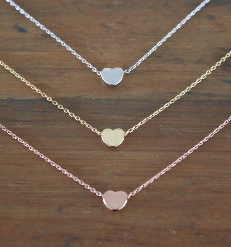 Mothers Day Gift Little Heart Necklace in Rose Gold, Gold & Silver Gift for her Birthday Gift Friend Gift image 2