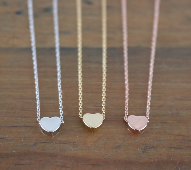 Mothers Day Gift Little Heart Necklace in Rose Gold, Gold & Silver Gift for her Birthday Gift Friend Gift image 3