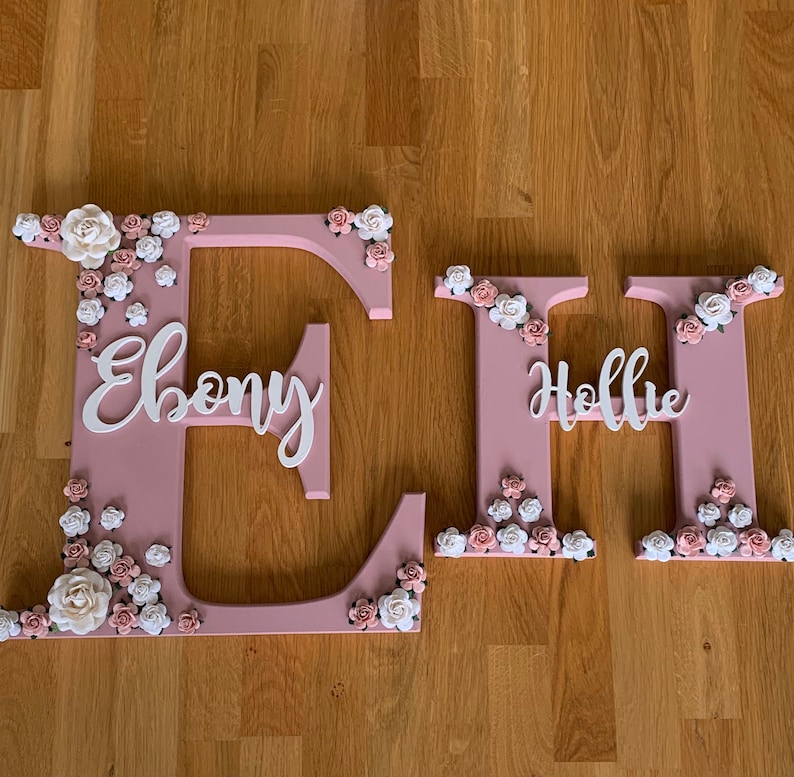 Personalised Nursery Letter Floral Wooden Letter Nursery Etsy