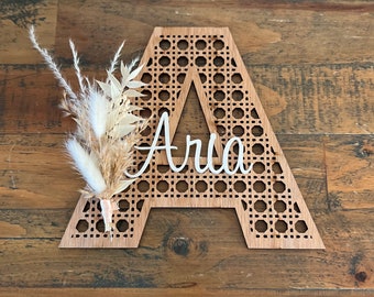 Personalised Oak Rattan Name Sign | Nursery Decor | Girls Bedroom | New Baby Gift | Boho Nursery |
