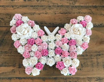 Butterfly Wall Art | flower Nursery Letter | Floral Wooden Letter | Nursery Decor | New Baby Gift | Christening Gift | Lots of Colours