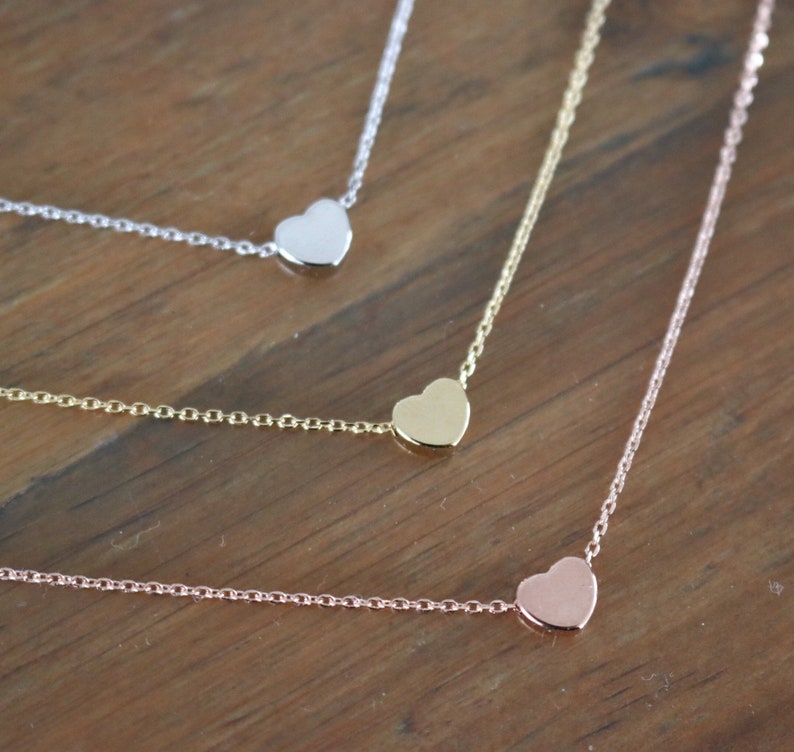 Mothers Day Gift Little Heart Necklace in Rose Gold, Gold & Silver Gift for her Birthday Gift Friend Gift image 1