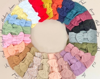 Cable Knit Baby Headband: Nylon Knot Bow, 24 Colors, Christmas Baby Headband