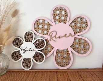 Personalised Rattan Daisy Name Sign | Nursery Decor | Girls Bedroom | New Baby Gift | Boho Nursery |