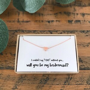 Rose Gold Heart Bridesmaid Necklace: 'Will You Be My Bridesmaid?'