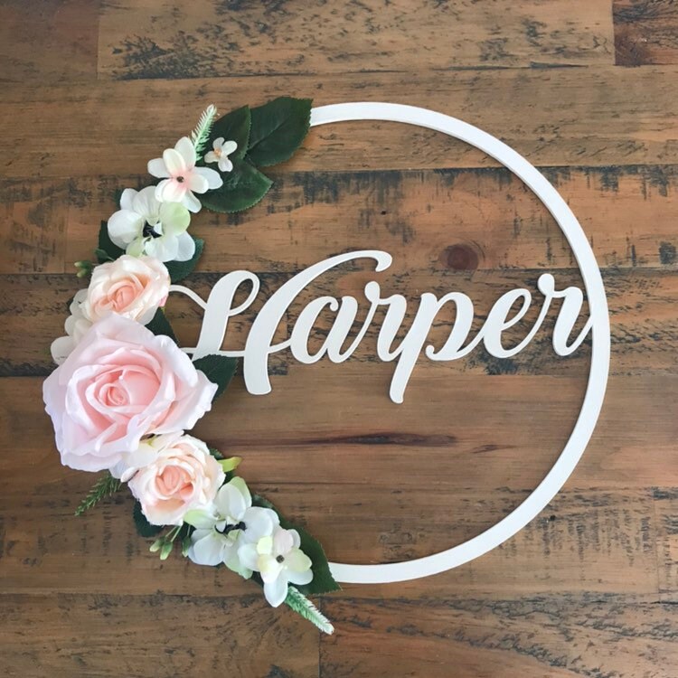 Personalised Flower Hoop Baby Shower Gift New Baby Gift Etsy