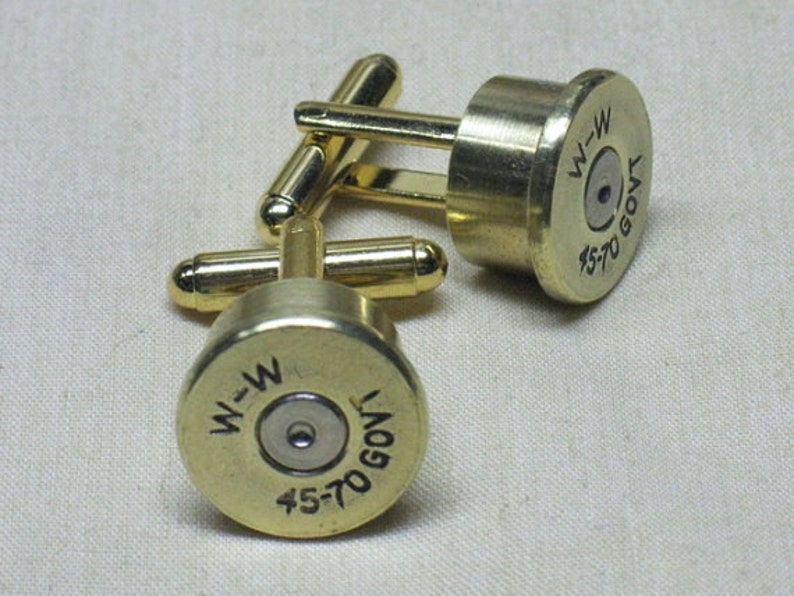 Wedding Cuff Links Gifts Bullet Cufflinks 45-70 Government Brass
